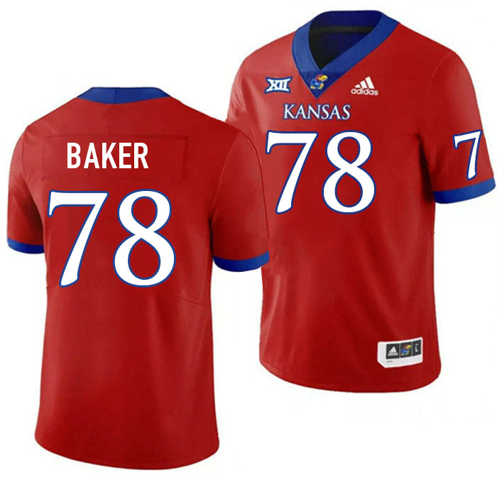 Men #78 Joey Baker Kansas Jayhawks College Football Jerseys Stitched Sale-Red